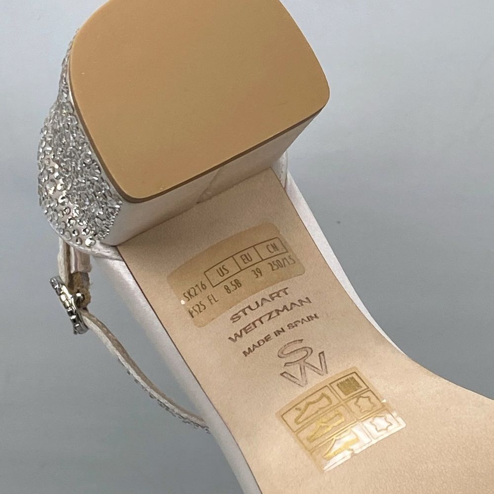 Stuart Weitzman Nudist Shine Block 75 Crystal Embellished Sandal size 8.5 - Picture 15 of 15